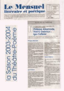 Le Mensuel littéraire et poétique Igor Futterer  2003